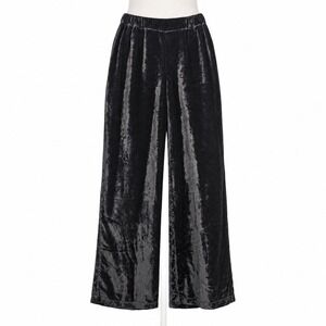 CP Shades Velvet Wide Leg Pants Size M Black Elastic Waist Minimalist Luxury 90s